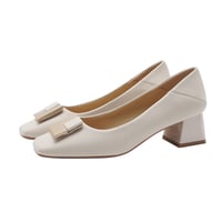 high heels french style square toe leather shoes