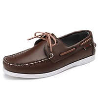 Boat shoes, ankle boots, sports style, British style men's shoes, brown color