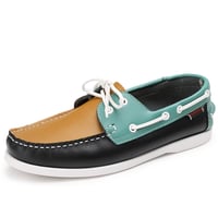 Boat shoes, ankle boots, sports style, British style men's shoes, black, green, yellow colors